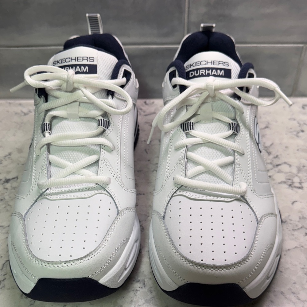 Skechers White and Navy Sneakers NWOTS SIZE 12